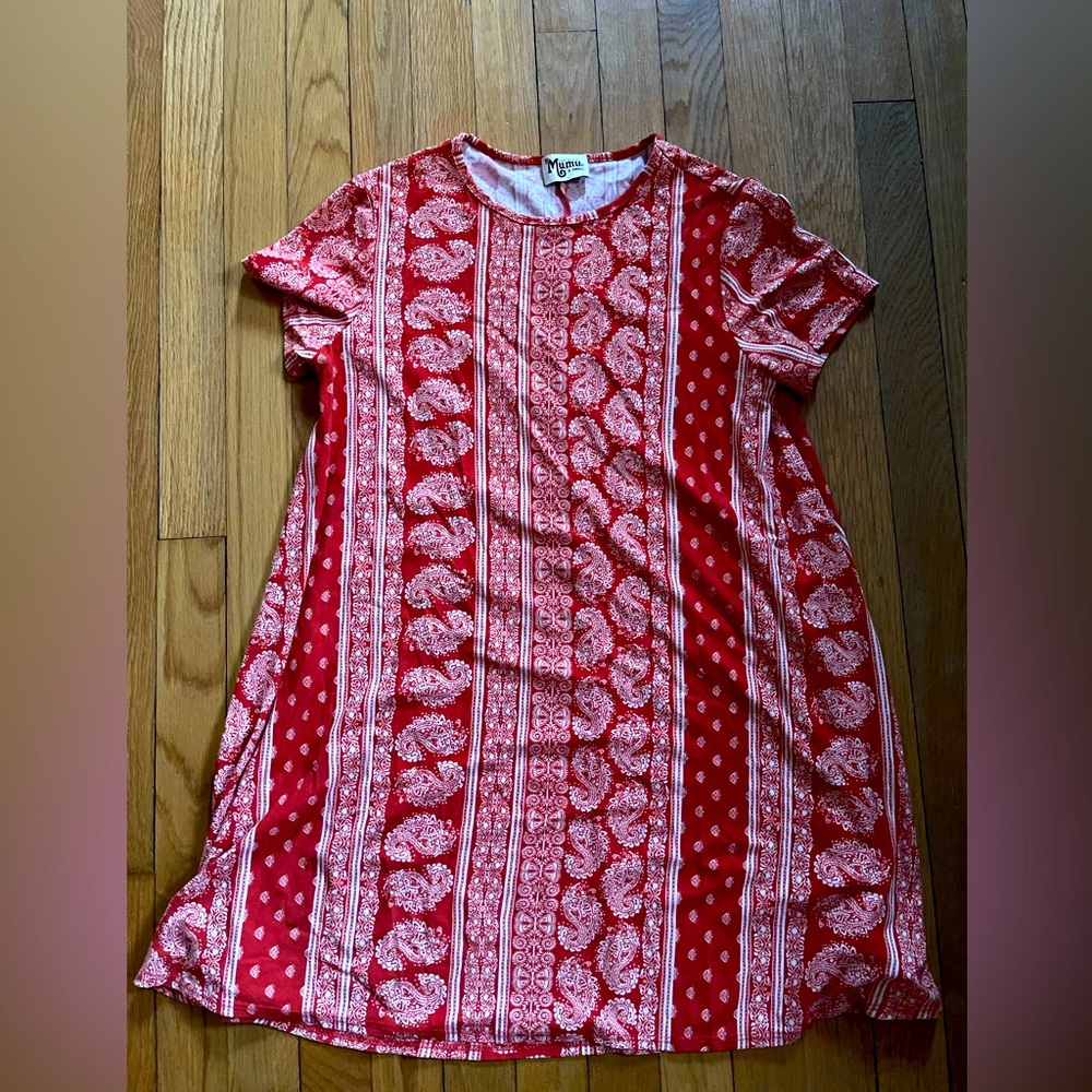 Show me your mumu red paisley small mini - euc